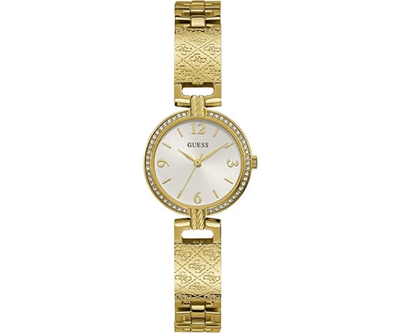 GUESS GW0112L2 Mini Luxe Analog White Dial Gold Stainless Steel Women’s Watch