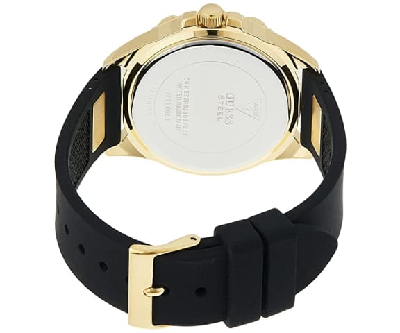 GUESS W1160L1 Frontier Multifunction Champagne Dial Black Silicone Women’s Watch