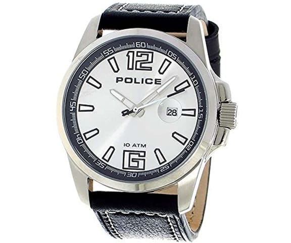 POLICE PL13770JS/04 Analog Black Leather Strap Men’s Watch