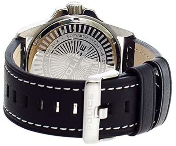 POLICE PL13770JS/04 Analog Black Leather Strap Men’s Watch